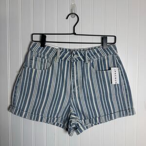 Pacsun Striped Denim Mom High Rise Jean Cuffed Shorts Women’s Size 27 NWT